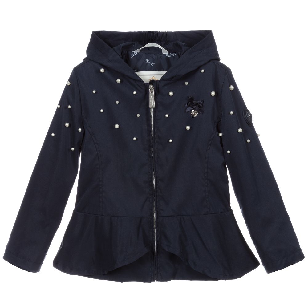 Le Chic - Veste à capuche bleu marine  | Childrensalon