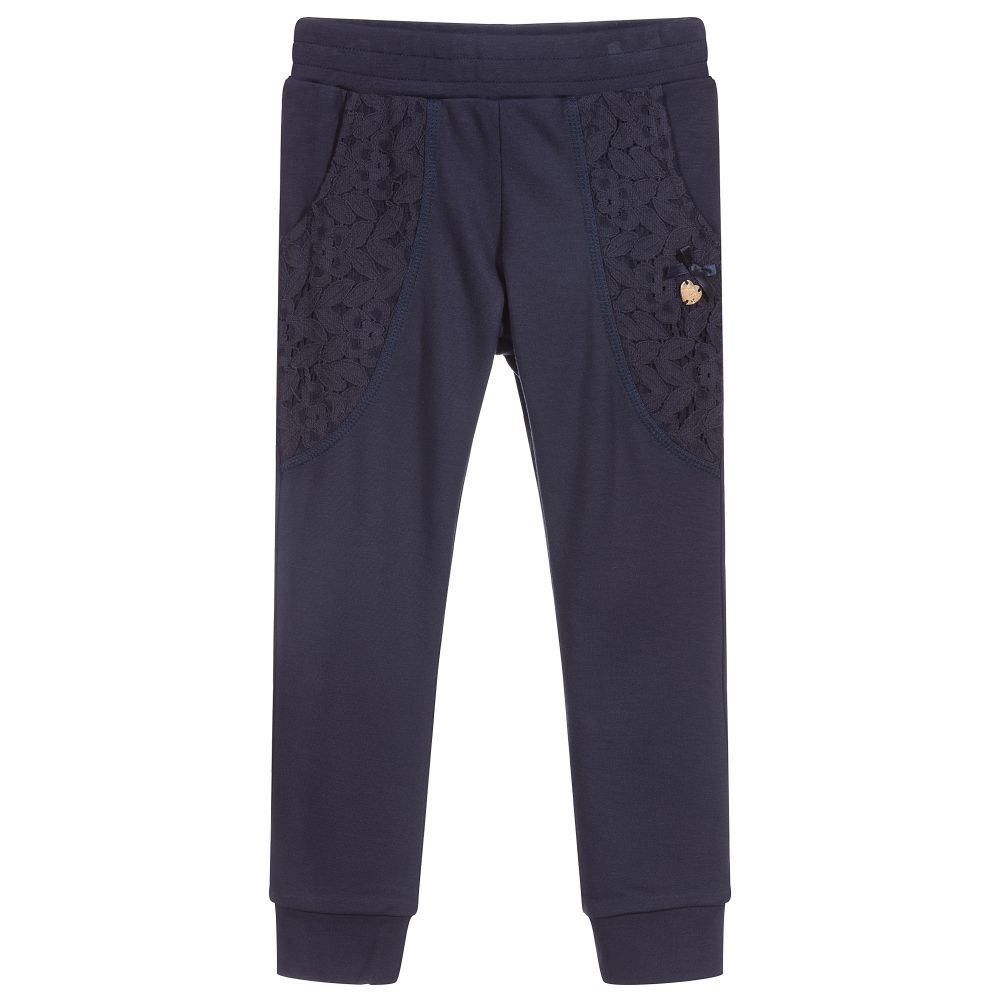 Le Chic - Navyblaue Jogginghose mit Spitze | Childrensalon