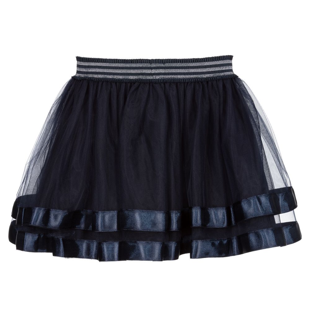 Le Chic-Navy Blue Tulle Skirt  | Childrensalon Outlet