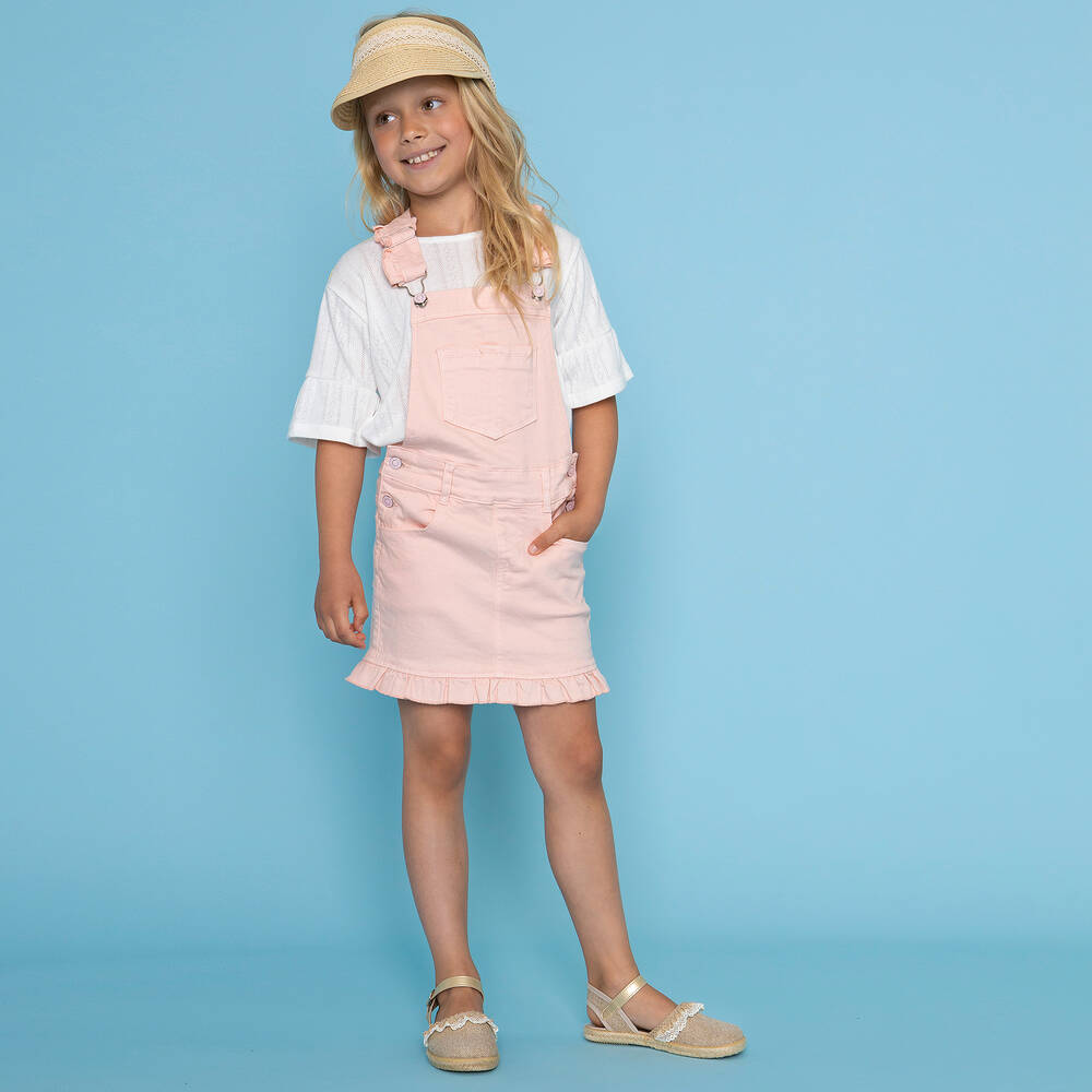 Le Chic Pink Denim Dungaree Dress