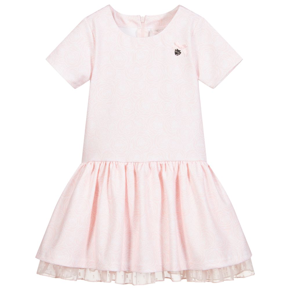 Le Chic-Pink Floral Print Dress  | Childrensalon Outlet