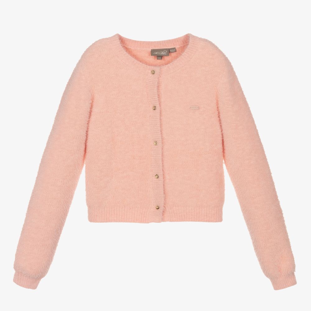 Le Chic - Pink Fluffy Knit Cardigan | Childrensalon