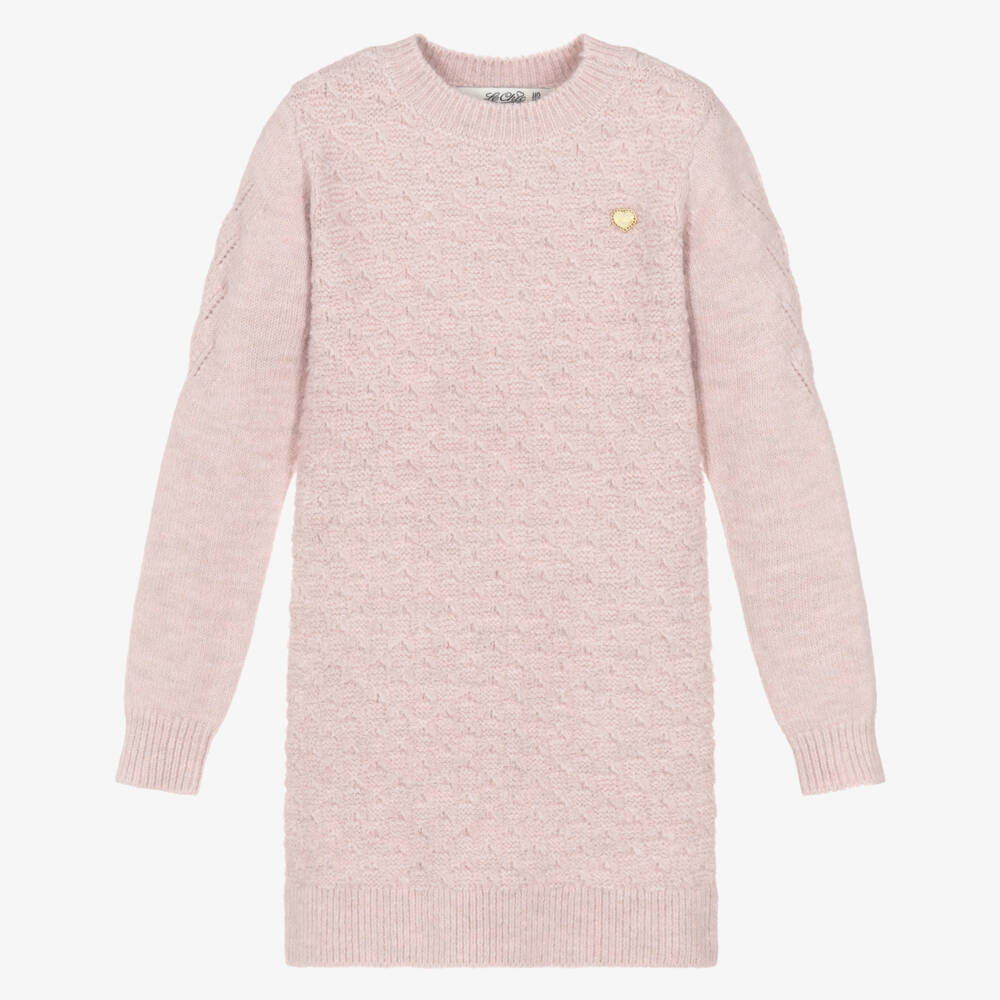 Le Chic-Pink Knitted Ls Dress | Childrensalon Outlet