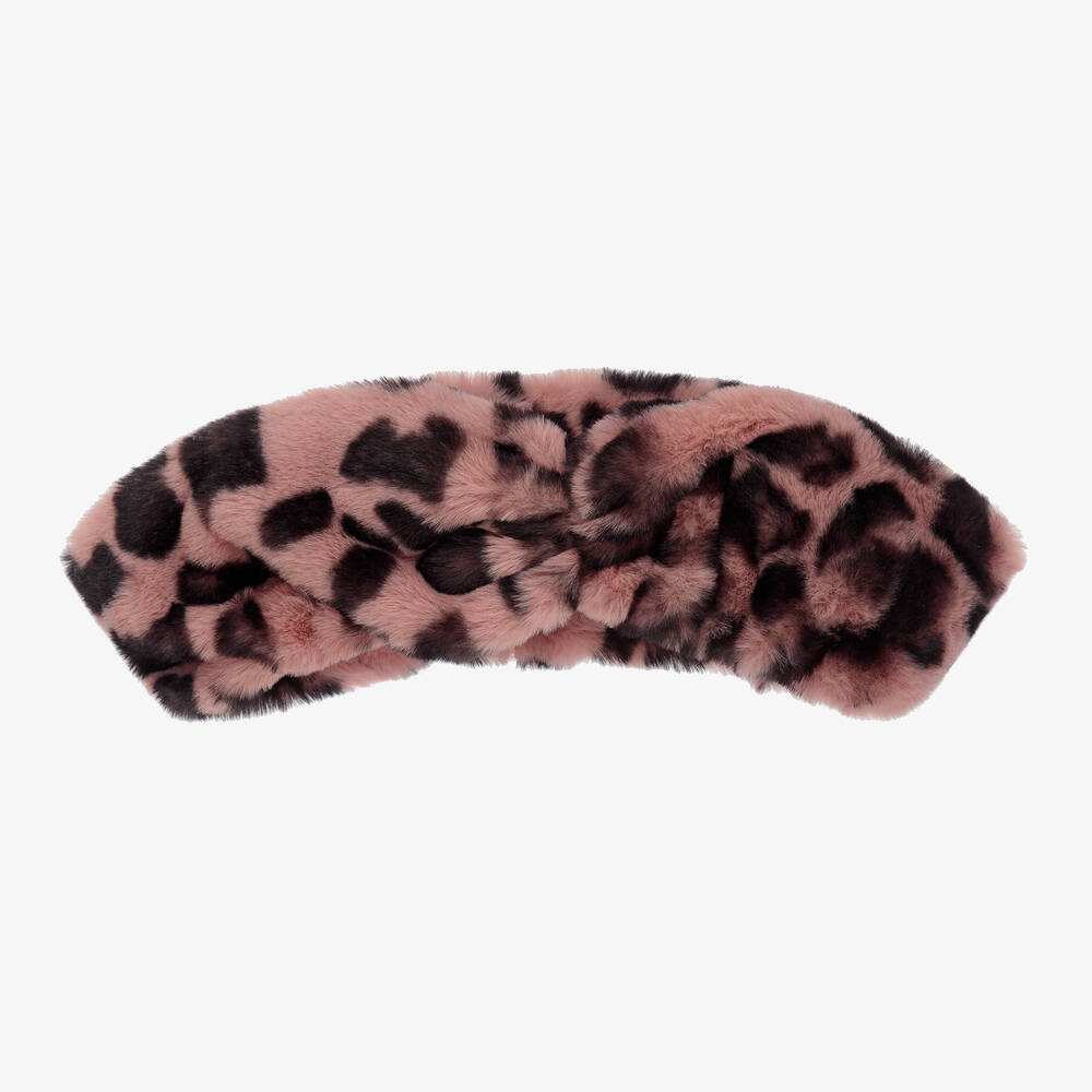 Le Chic - Rosa Haarband aus Kunstfell mit Leoparden-Print | Childrensalon