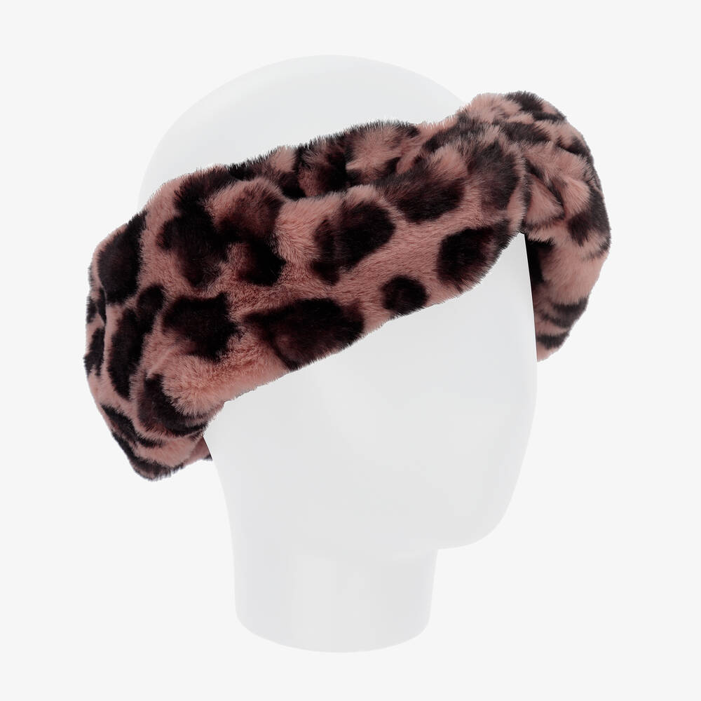 Le Chic-Pink Leopard Faux Fur Headband | Childrensalon Outlet