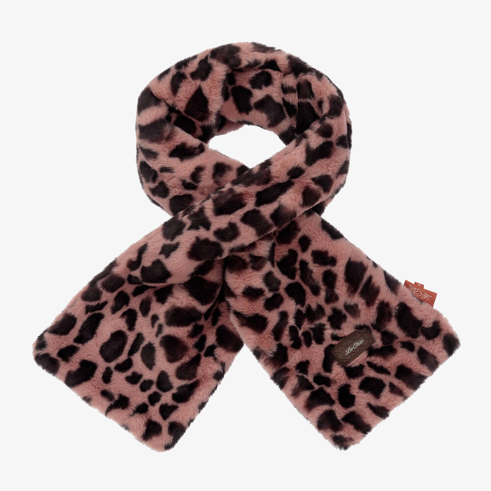 Le Chic - Rosa Kunstfellschal mit Leoparden-Print | Childrensalon