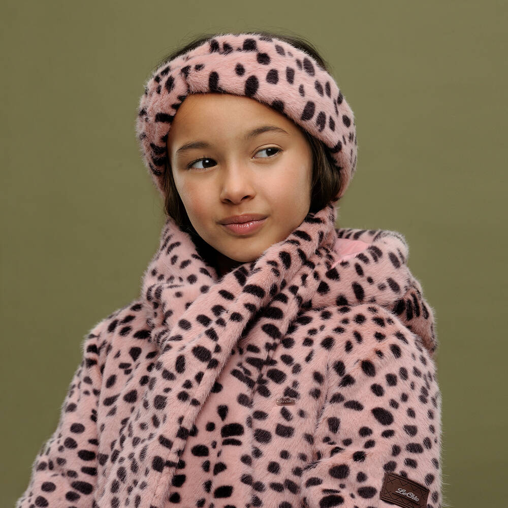 لو شيك-سكارف فرو صناعي لون زهري للبنات | Childrensalon Outlet