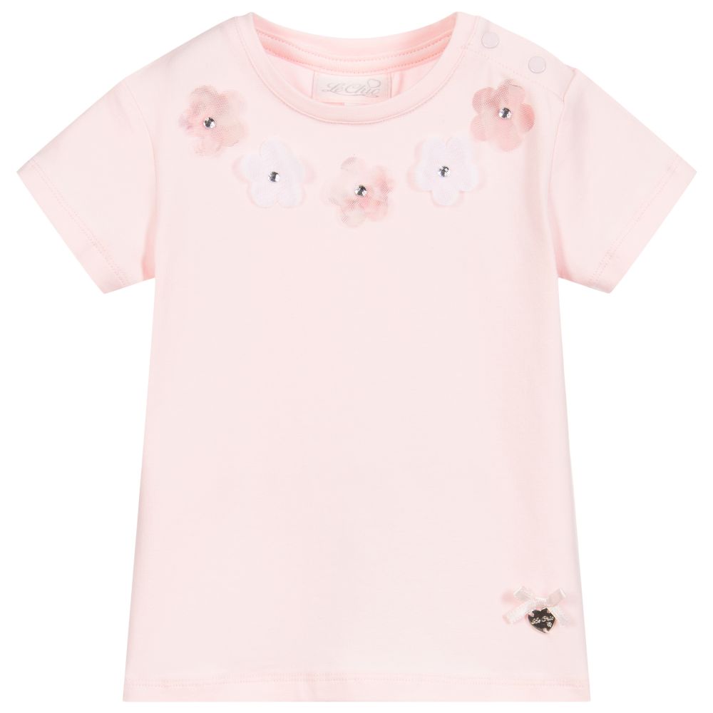 Le Chic - Rosafarbenes T-Shirt aus Biobaumwolle | Childrensalon