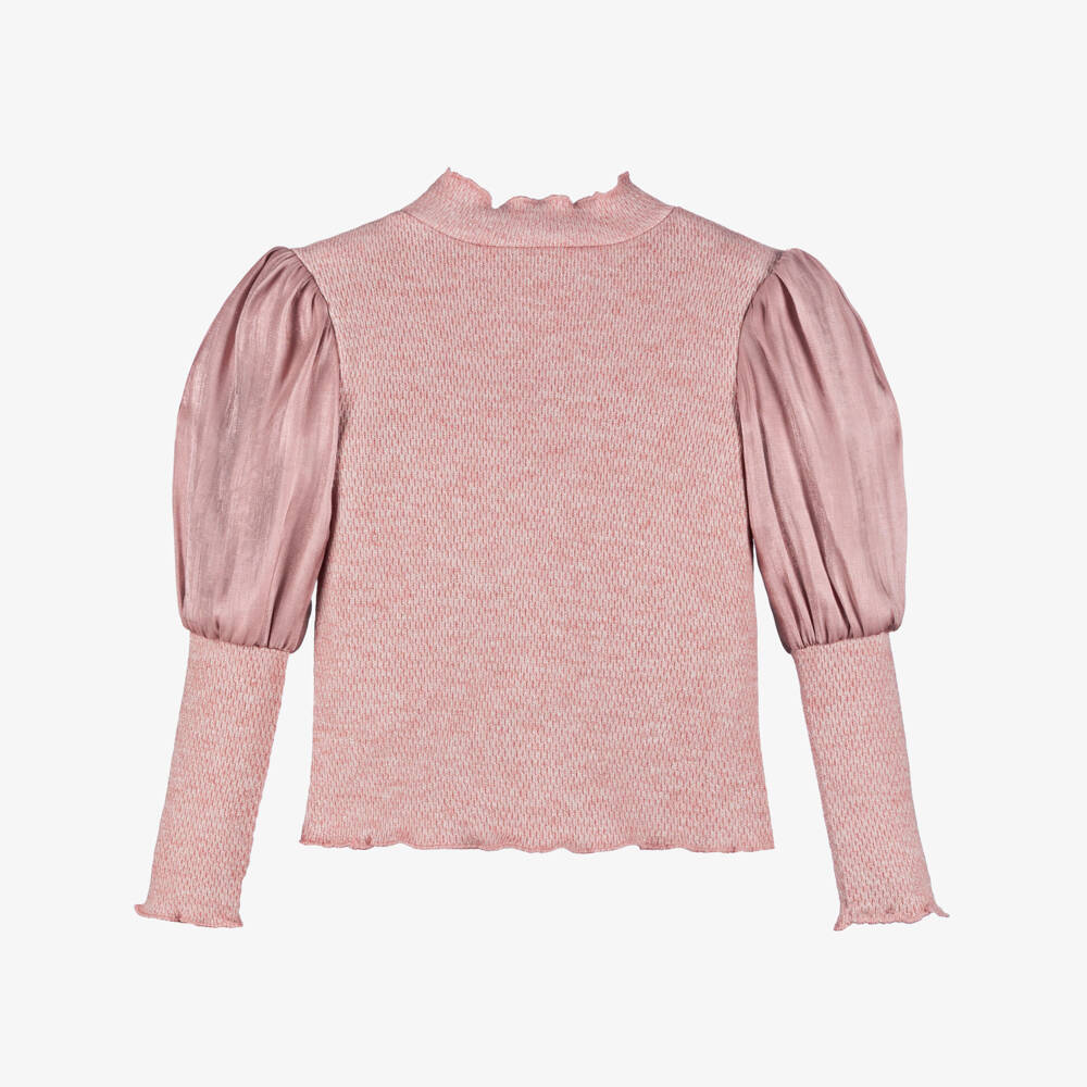 Le Chic-Pink Puff Sleeve Blouse | Childrensalon Outlet