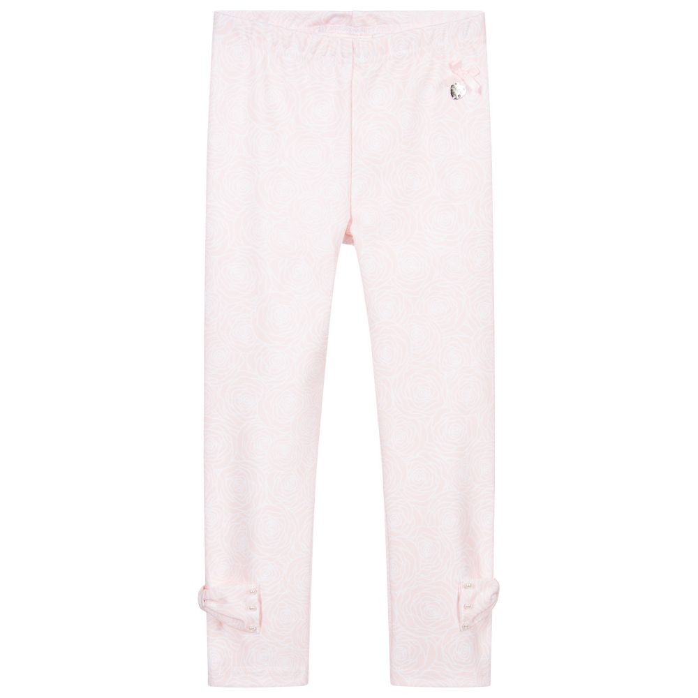 Le Chic-Pink Rose Print Leggings  | Childrensalon Outlet