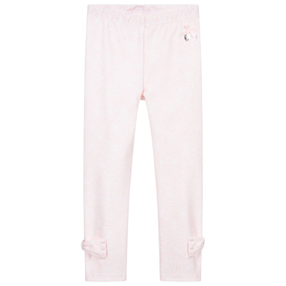 Le Chic - Pink Rose Print Leggings  | Childrensalon