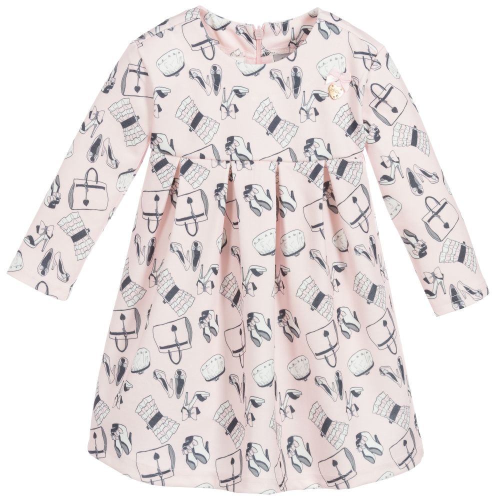 Le Chic - Pink Shoe Print Jersey Dress | Childrensalon
