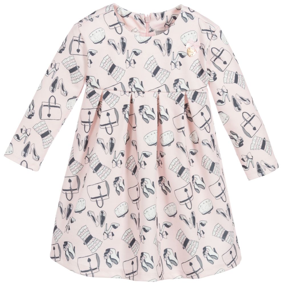 Le Chic-Pink Shoe Print Jersey Dress | Childrensalon Outlet