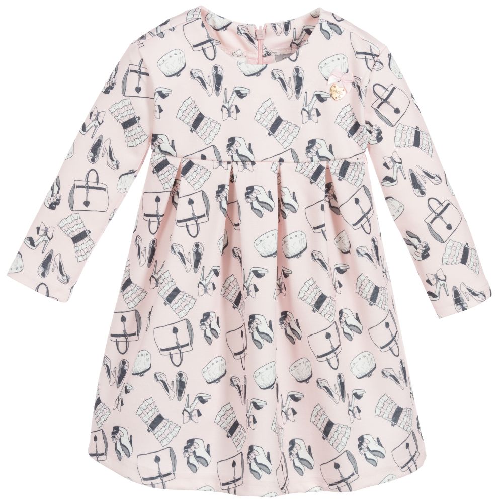 Le Chic - Robe rose en jersey à motifs | Childrensalon