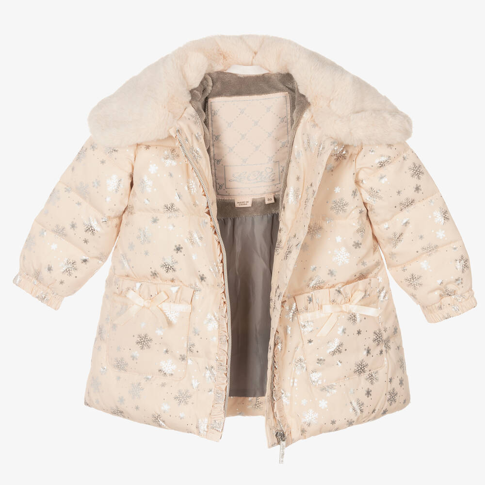 Le Chic-Pink Snowflake Puffer Coat | Childrensalon Outlet