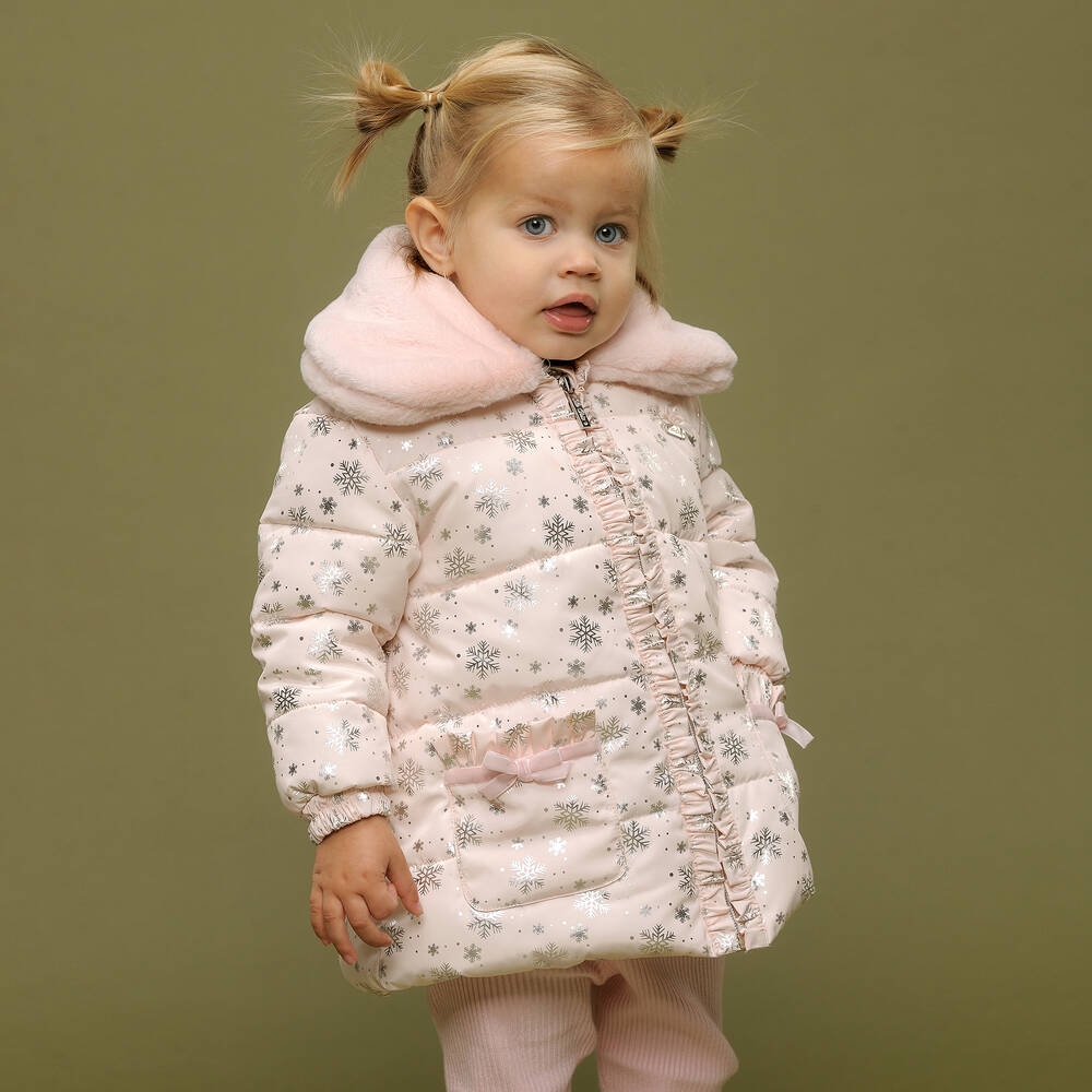 Le Chic Pink Snowflake Puffer Coat Childrensalon Outlet