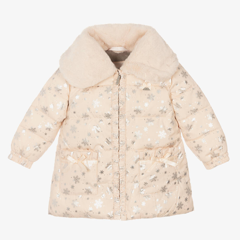 Le Chic - Pink Snowflake Puffer Coat | Childrensalon