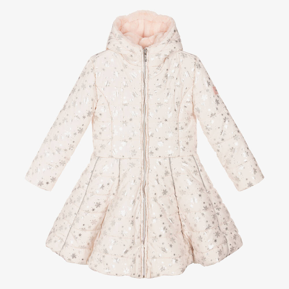Le Chic - Pink Snowflake Puffer Coat | Childrensalon