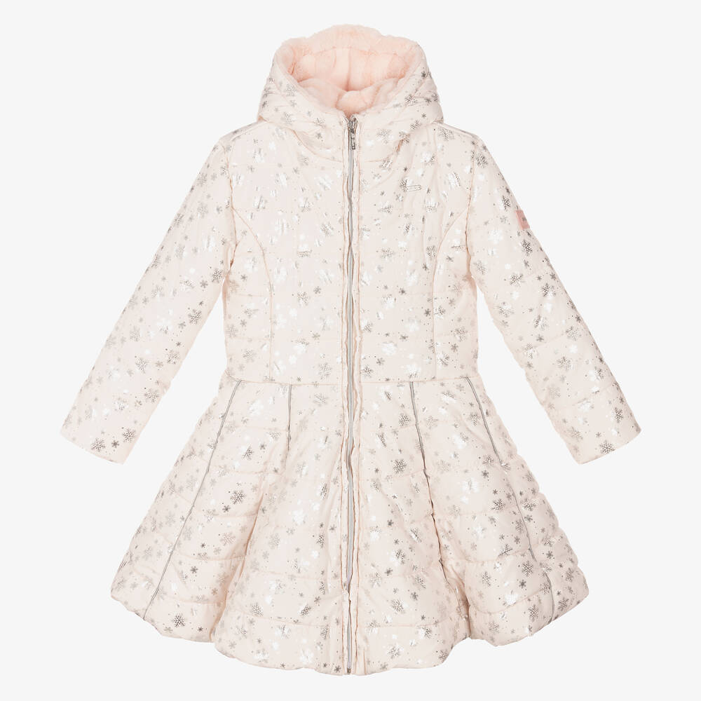 Le Chic - Doudoune longue rose Flocons de neige | Childrensalon