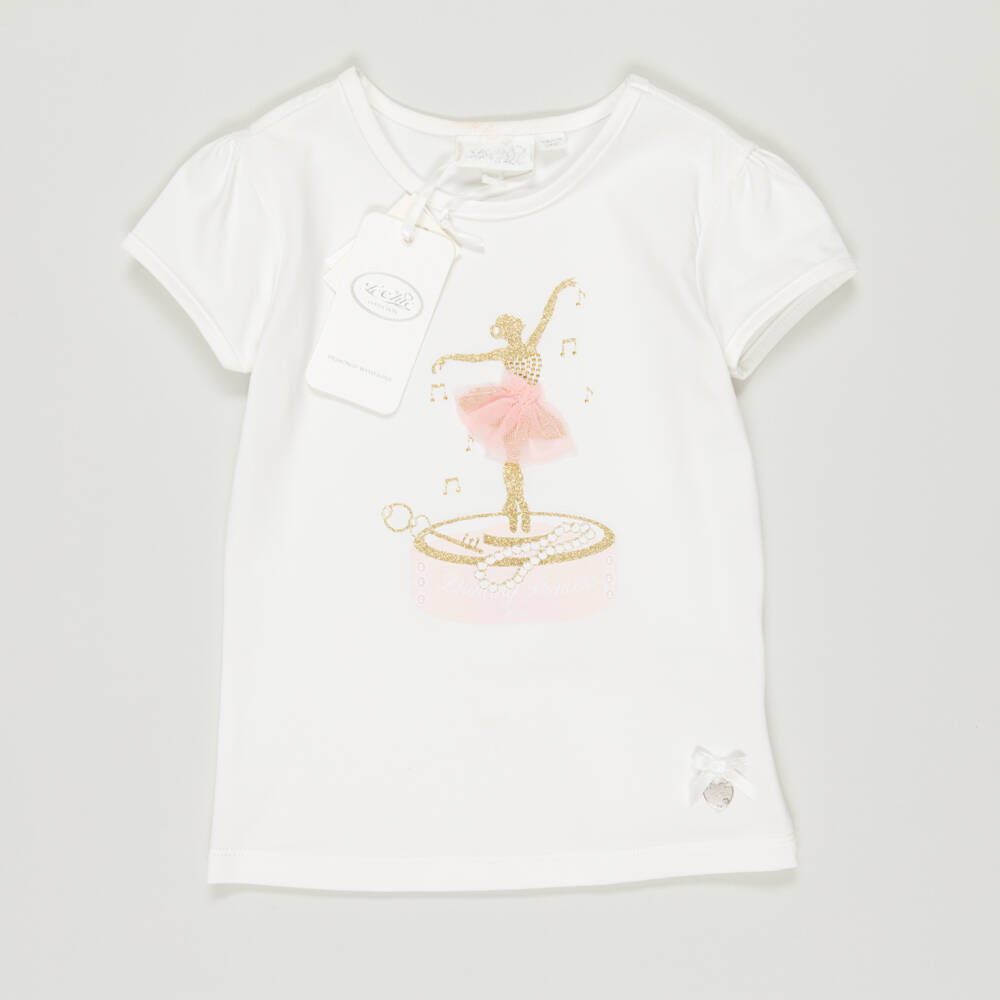Le Chic-Preloved Girls Ivory Cotton Ballerina T-Shirt (4-5 years) | Childrensalon Outlet
