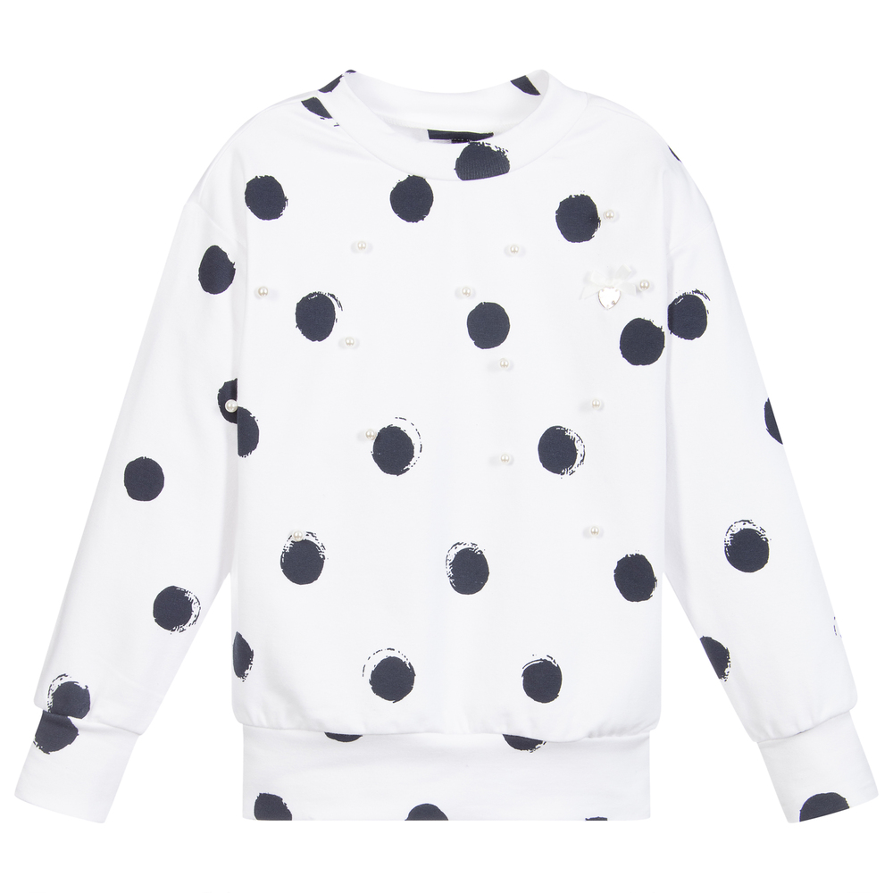 Le Chic - Sweat à pois blanc et bleu | Childrensalon