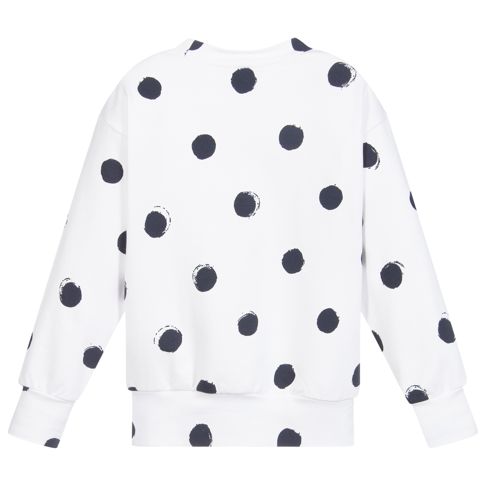 Le Chic-White & Blue Spot Sweatshirt | Childrensalon Outlet