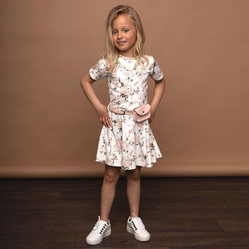 Le Chic-Бело-розовое платье с поясом | Childrensalon Outlet