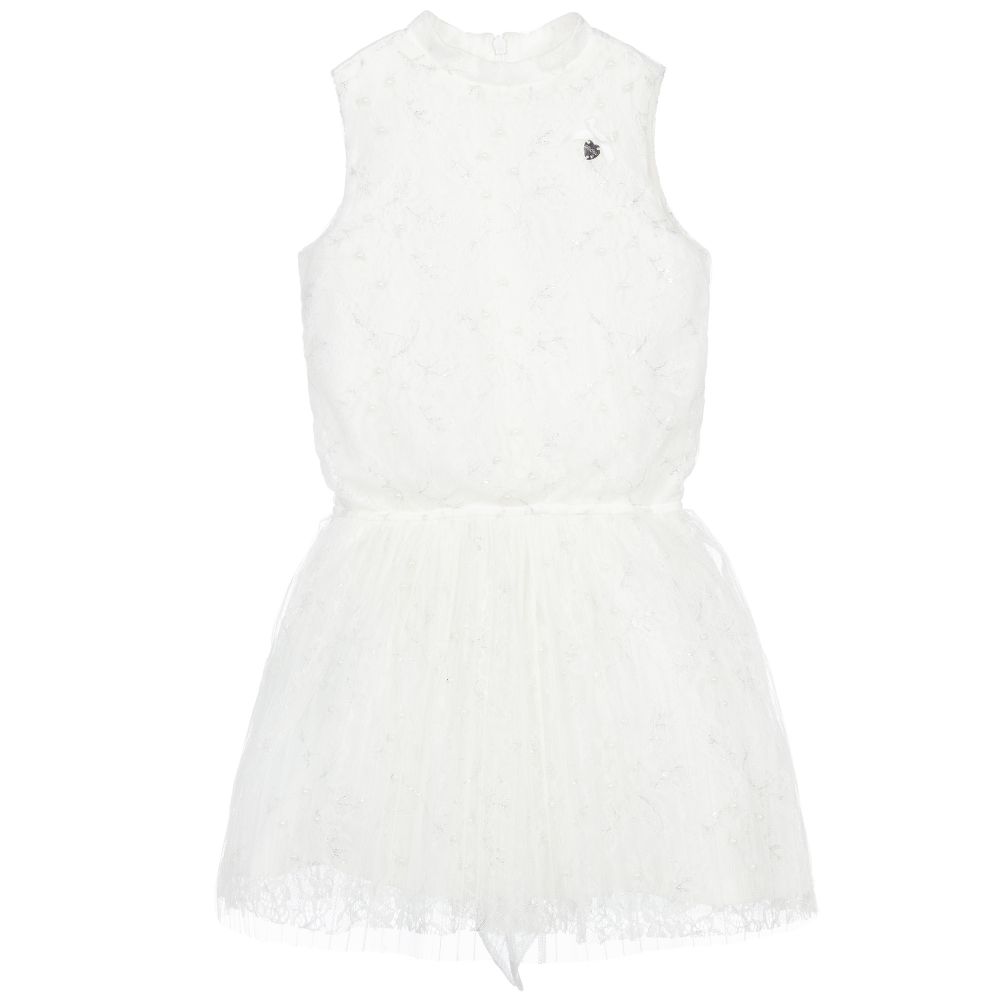 Le Chic - Белое платье из тюля с кружевной отделкой  | Childrensalon