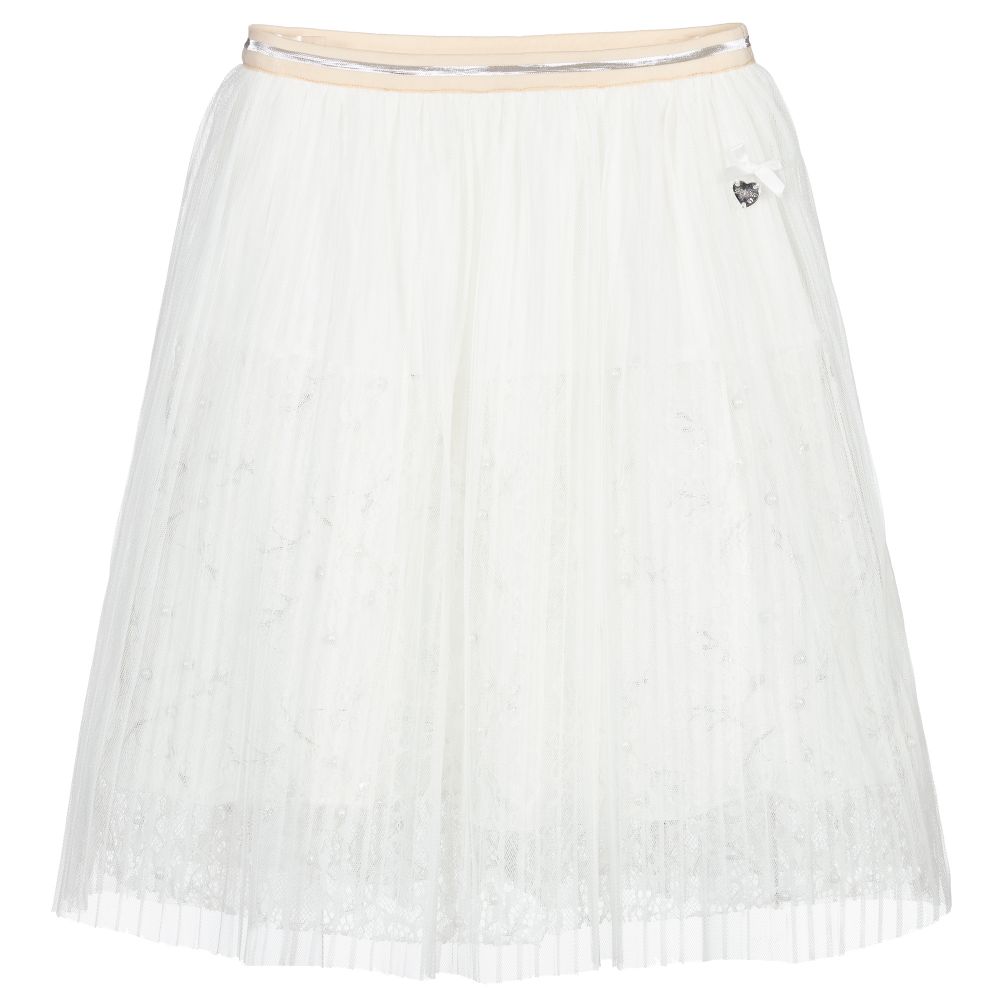 Le Chic - Jupe blanche en tulle et en dentelle  | Childrensalon