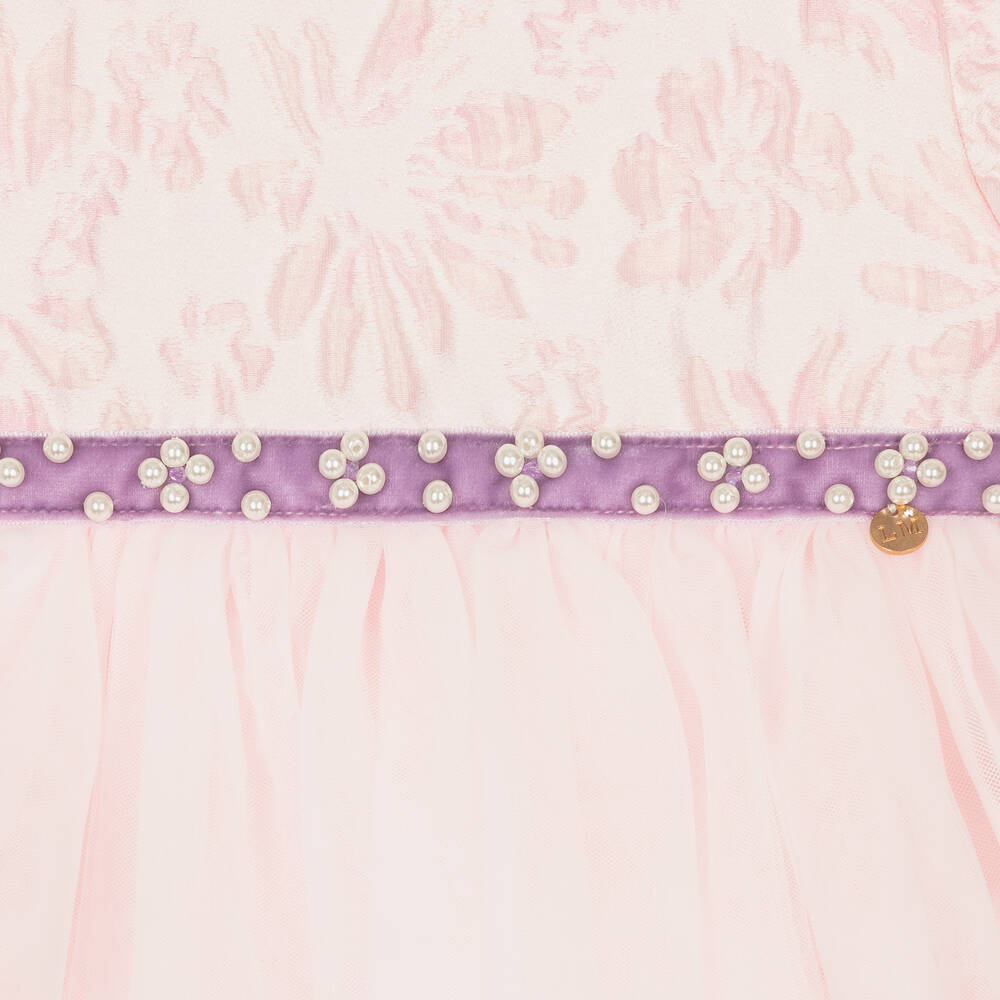 Le Mu-فستان بروكيد تول لون زهري باهت للمولودات | Childrensalon Outlet