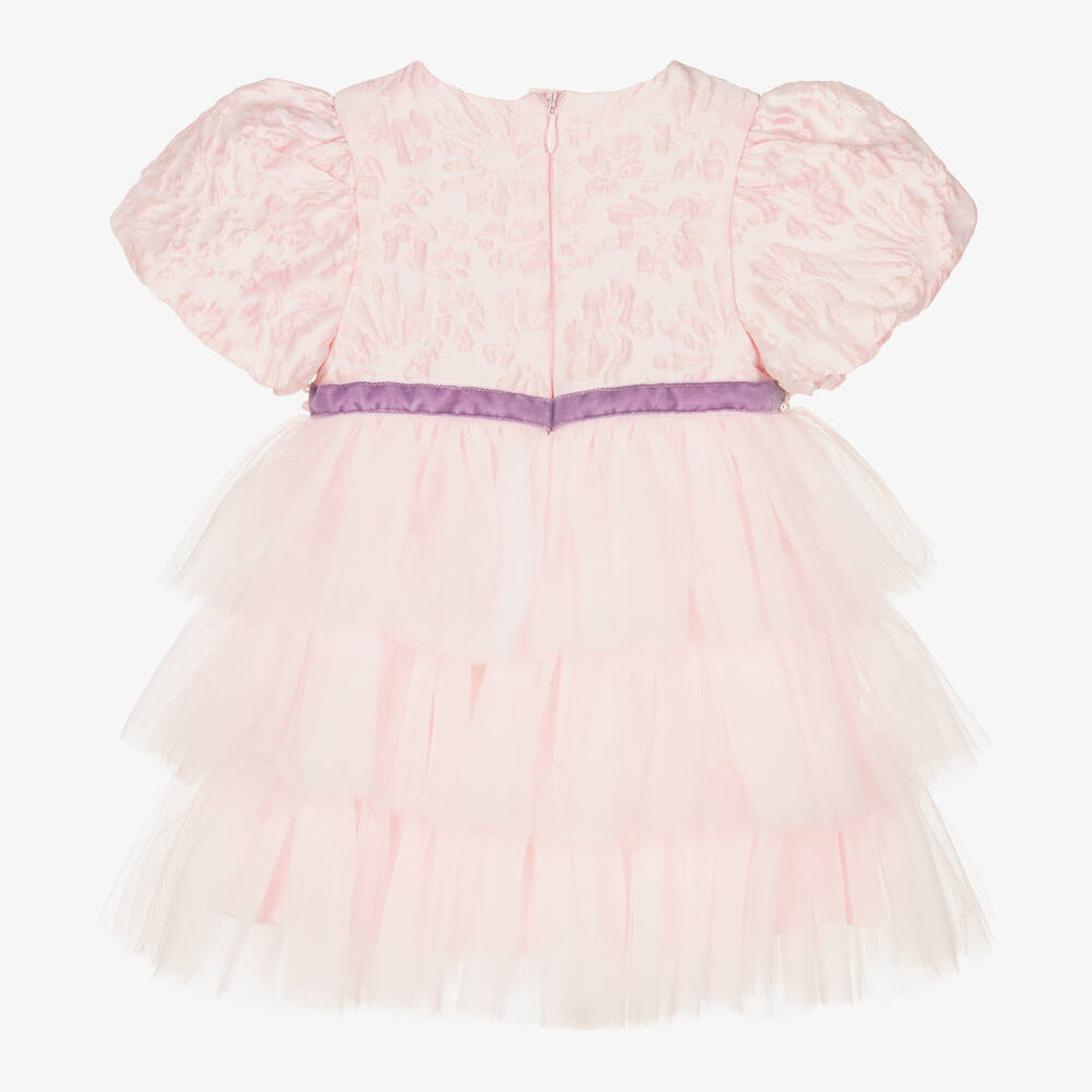 Le Mu-فستان بروكيد تول لون زهري باهت للمولودات | Childrensalon Outlet