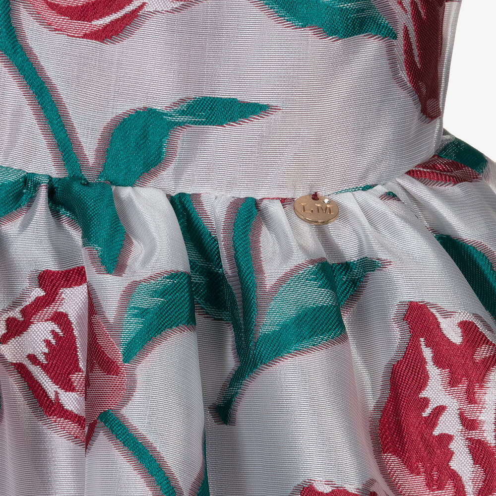 Le Mu Baby Girls Silver Red Jacquard Dress Childrensalon Outlet