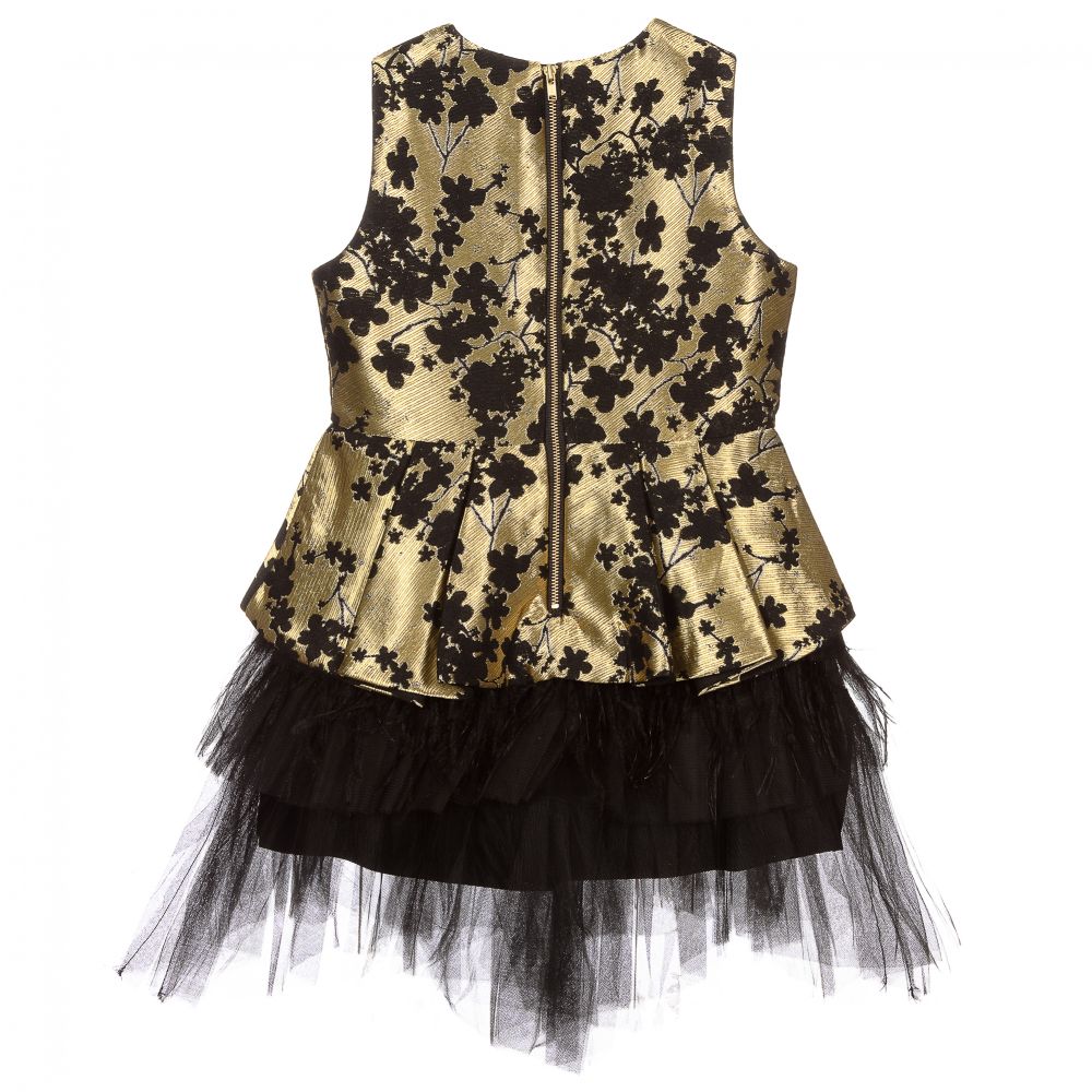 Le Mu Black Gold Jacquard Dress Childrensalon Outlet