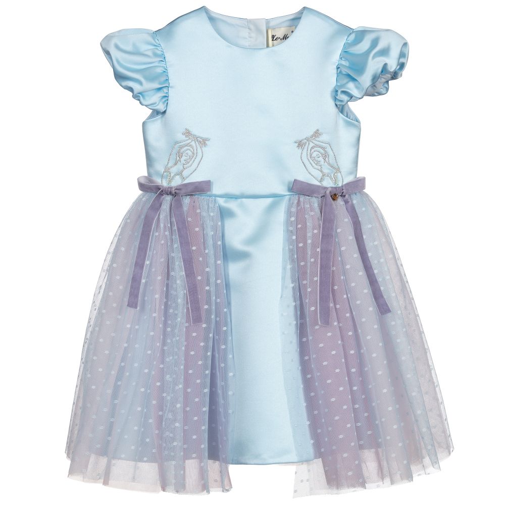 Le Mu - Blue Satin Ballerina Dress | Childrensalon