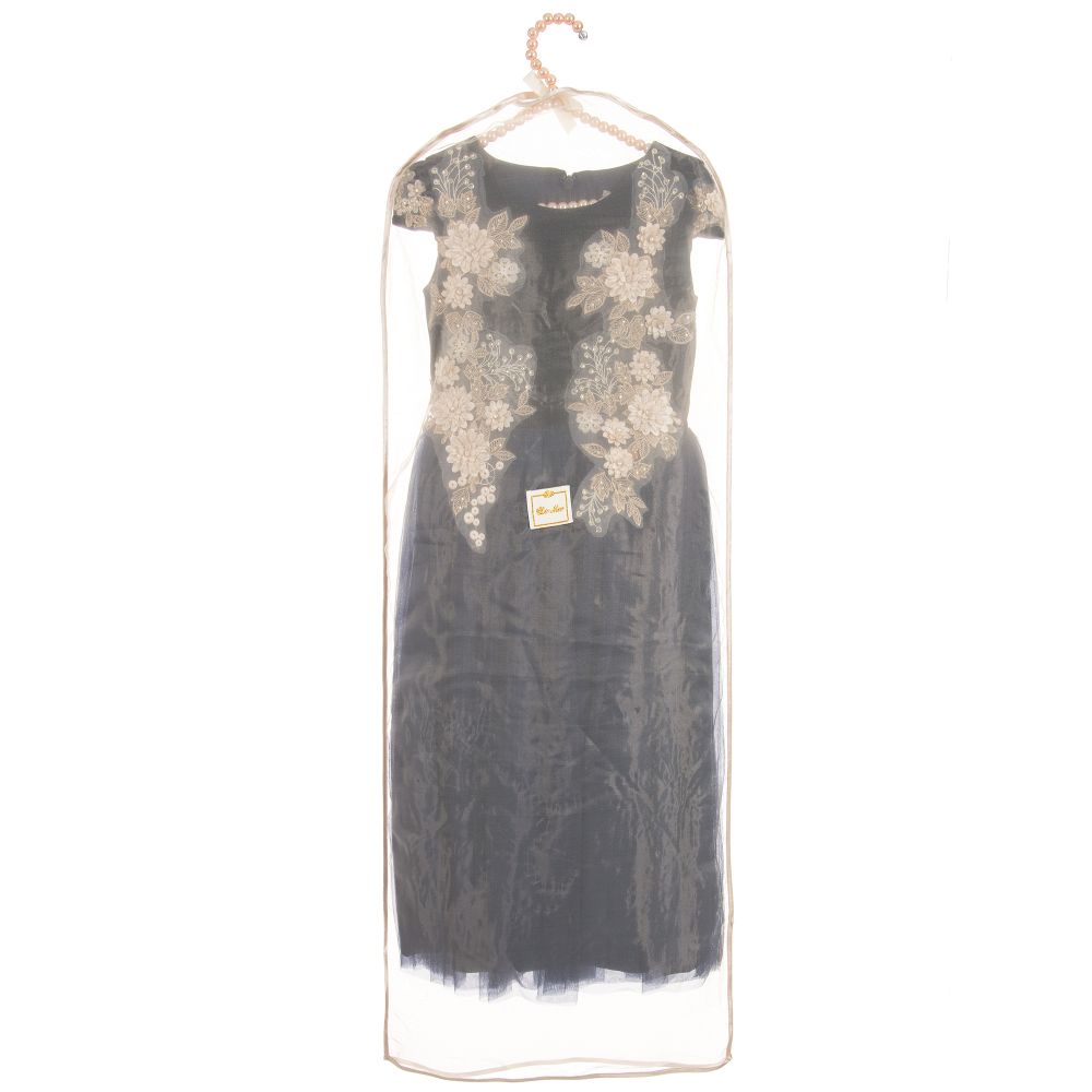 Le Mu-Blue Velvet & Tulle Dress | Childrensalon Outlet