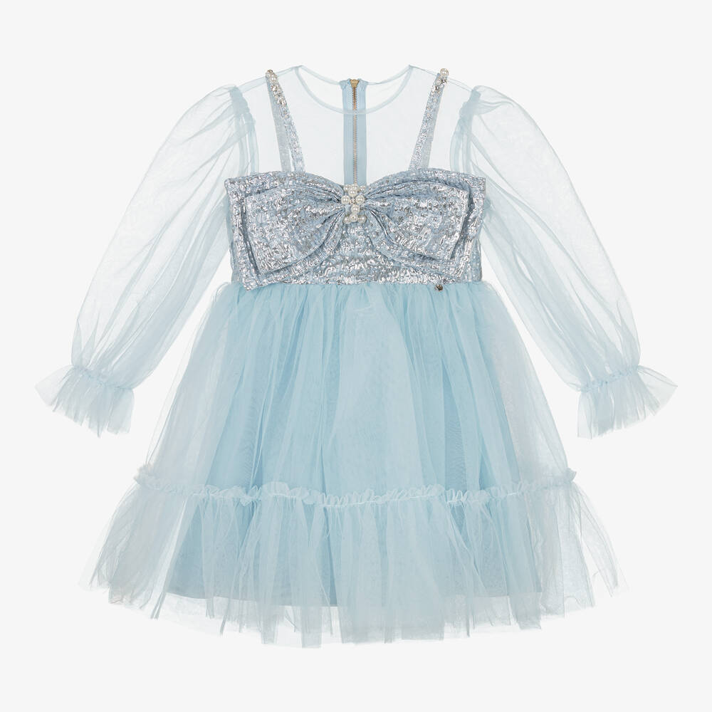 Le Mu - Голубое платье из парчи и тюля | Childrensalon