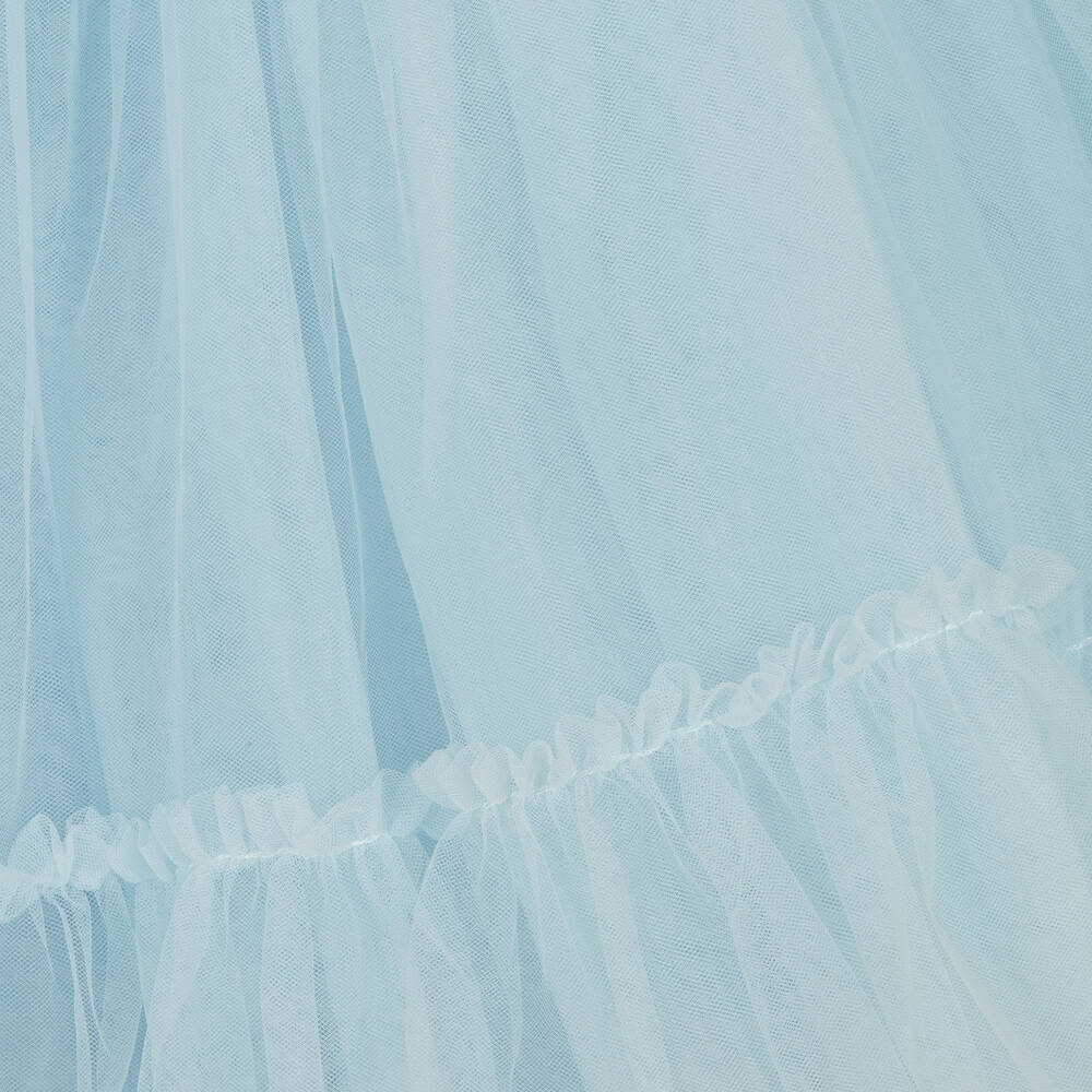 Le Mu-Girls Blue Brocade & Tulle Dress | Childrensalon Outlet