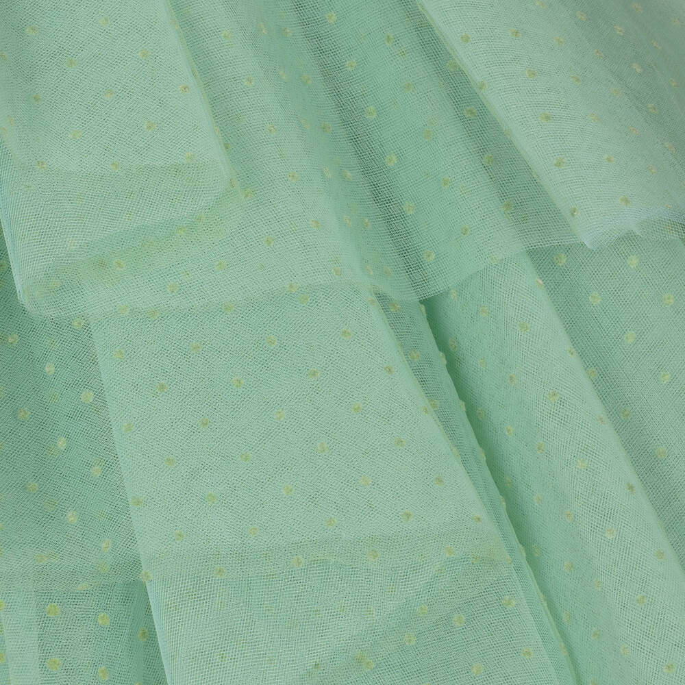 Le Mu-Girls Blue & Green Tulle Waterfall Dress | Childrensalon Outlet