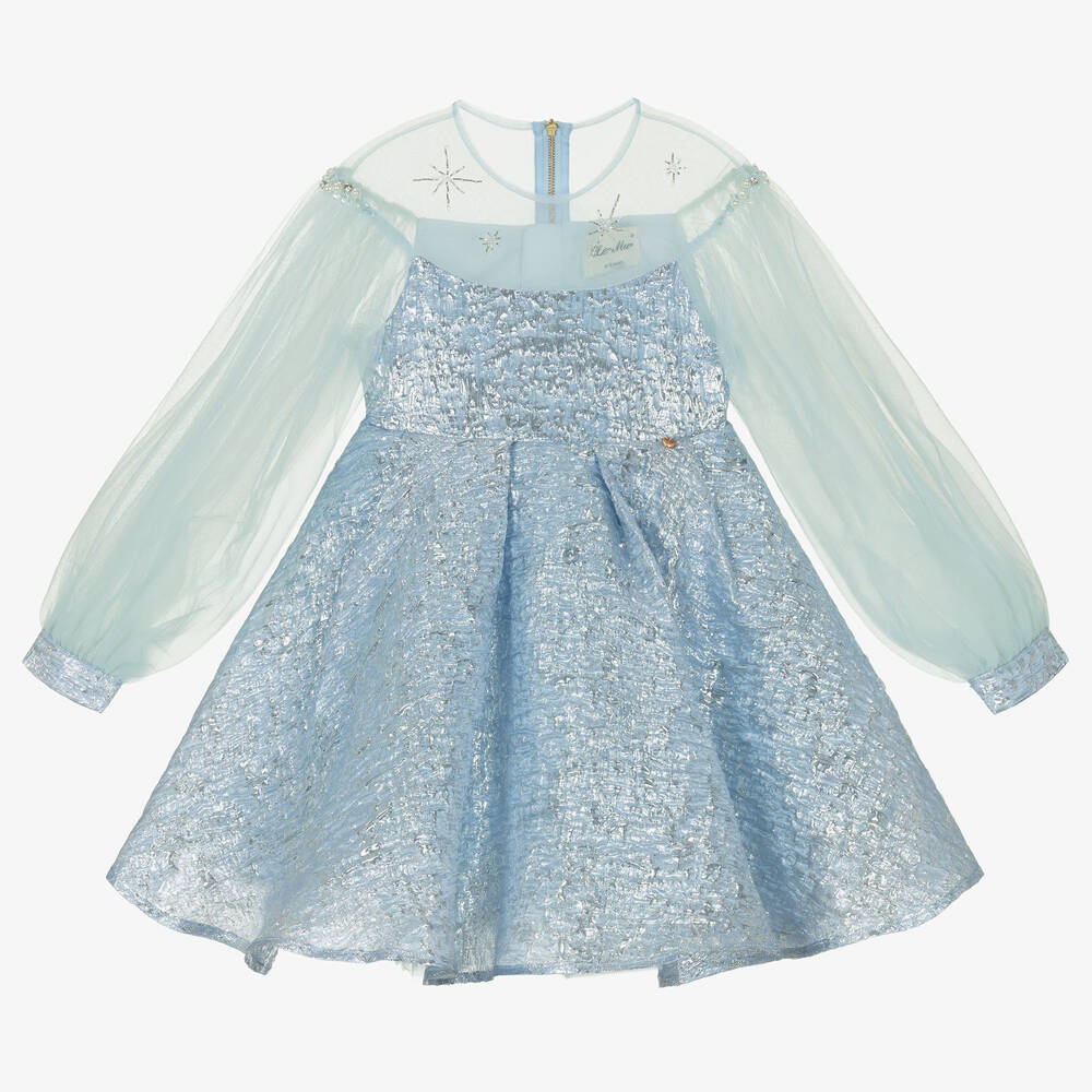 Le Mu - Кремово-серебристое платье из парчи  | Childrensalon