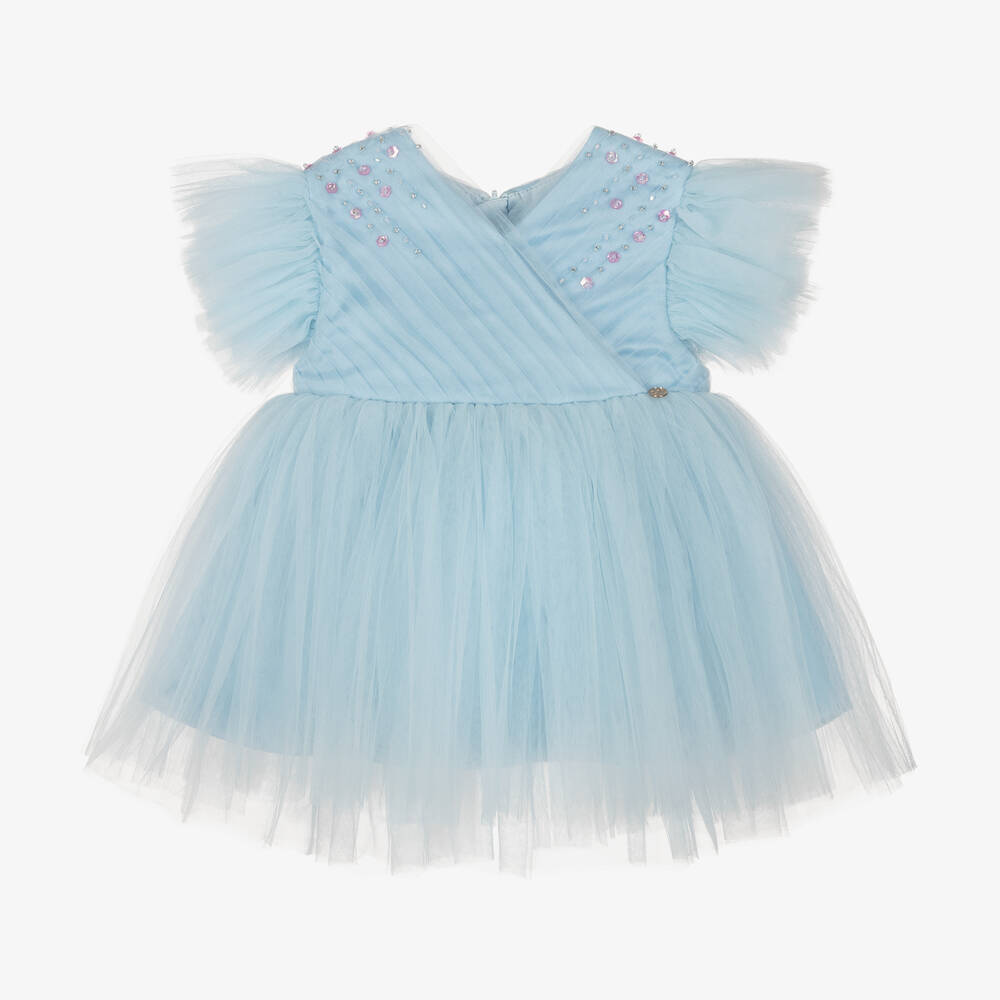 Le Mu-Girls Blue Tulle Dress | Childrensalon Outlet