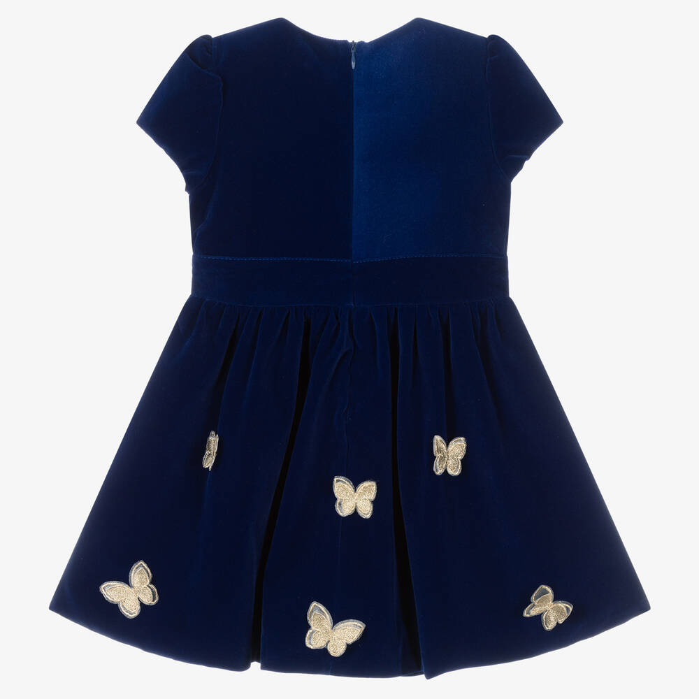 Baby girl blue velvet dress clearance