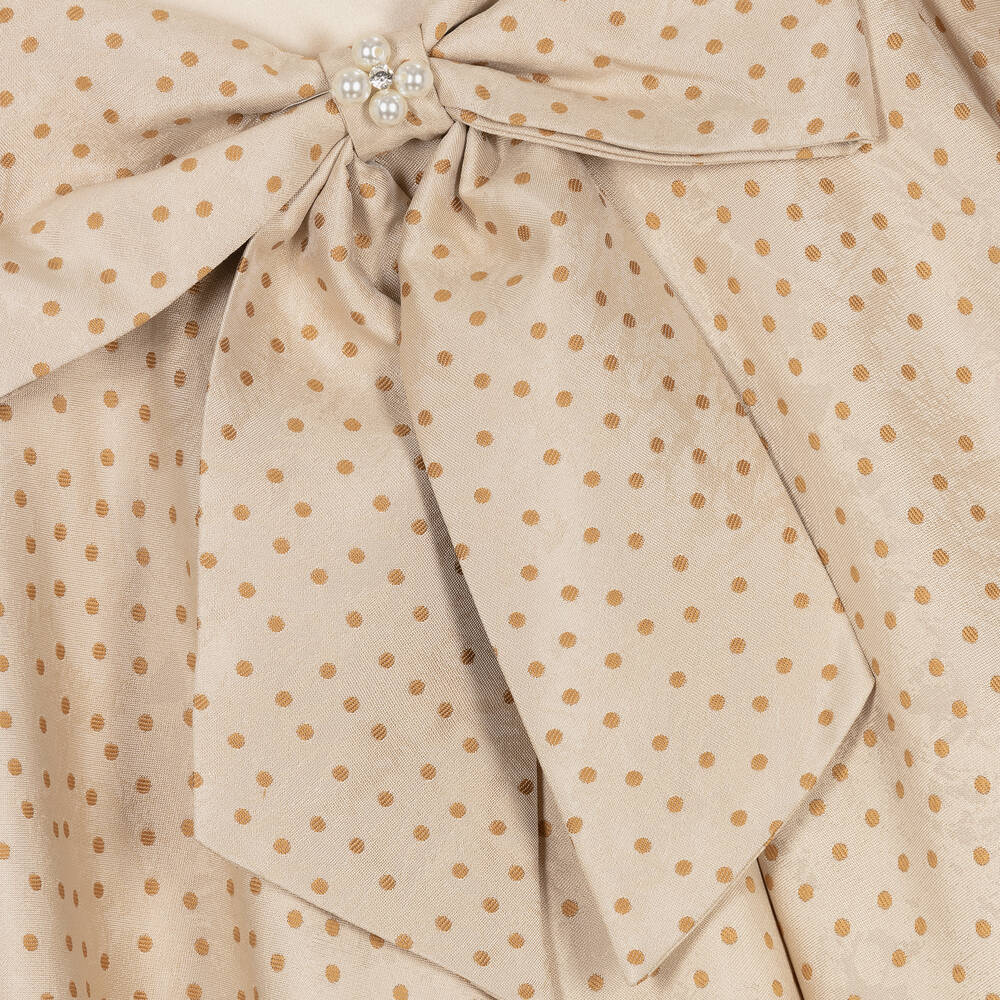 Le Mu-Girls Gold & Beige Jacquard Dress | Childrensalon Outlet
