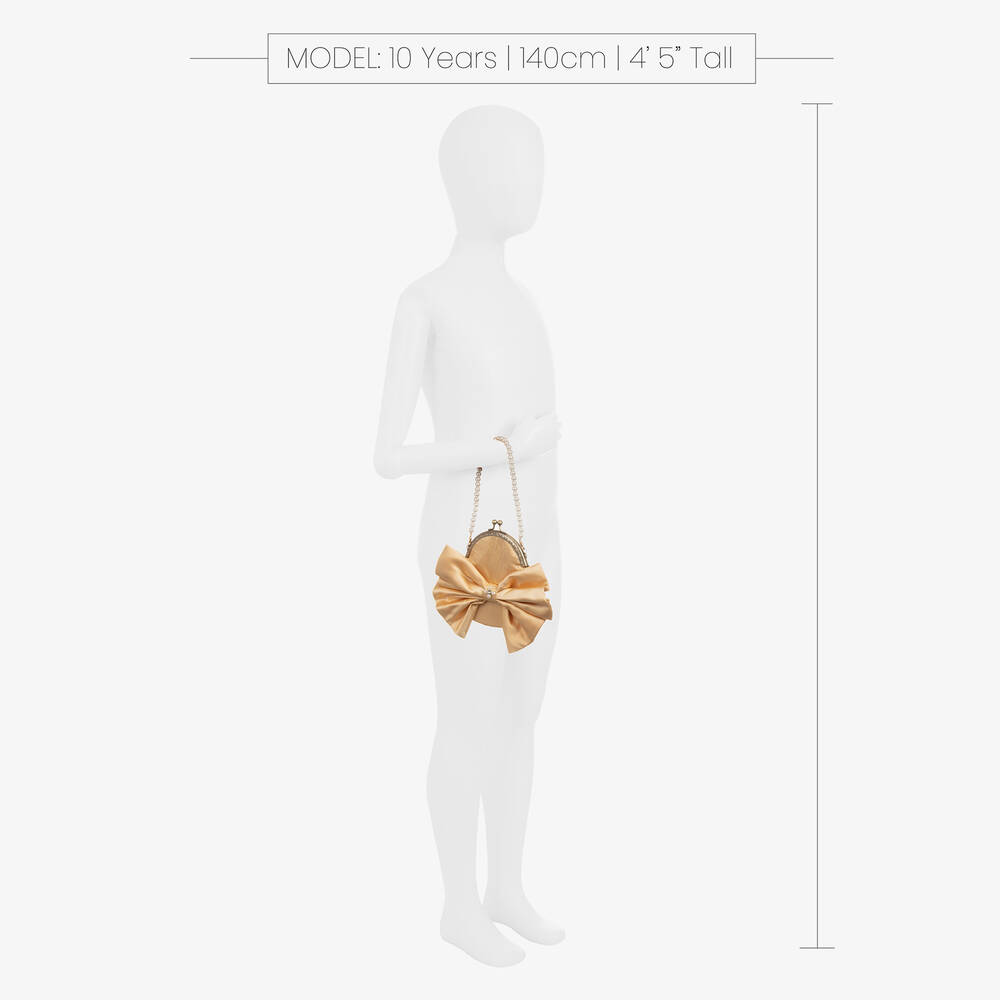Le Mu-Girls Gold Satin Handbag (15cm) | Childrensalon Outlet