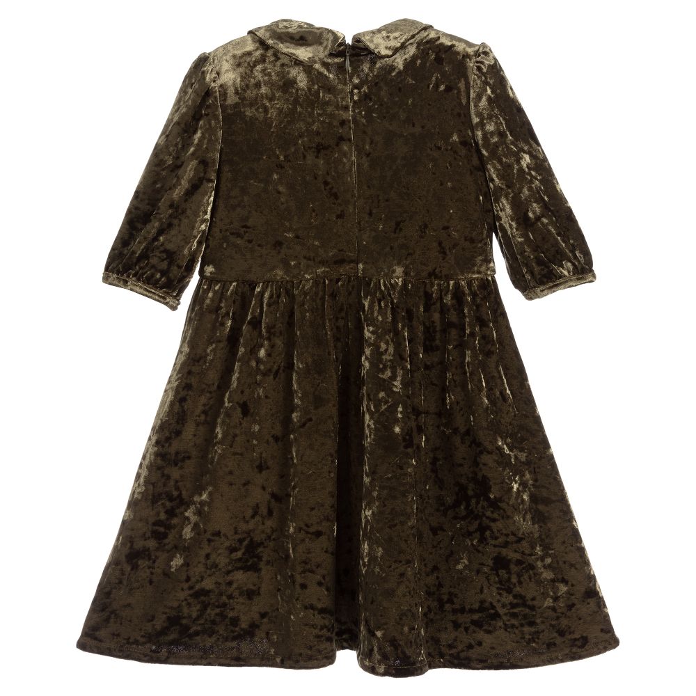 Green velvet shop dress girl