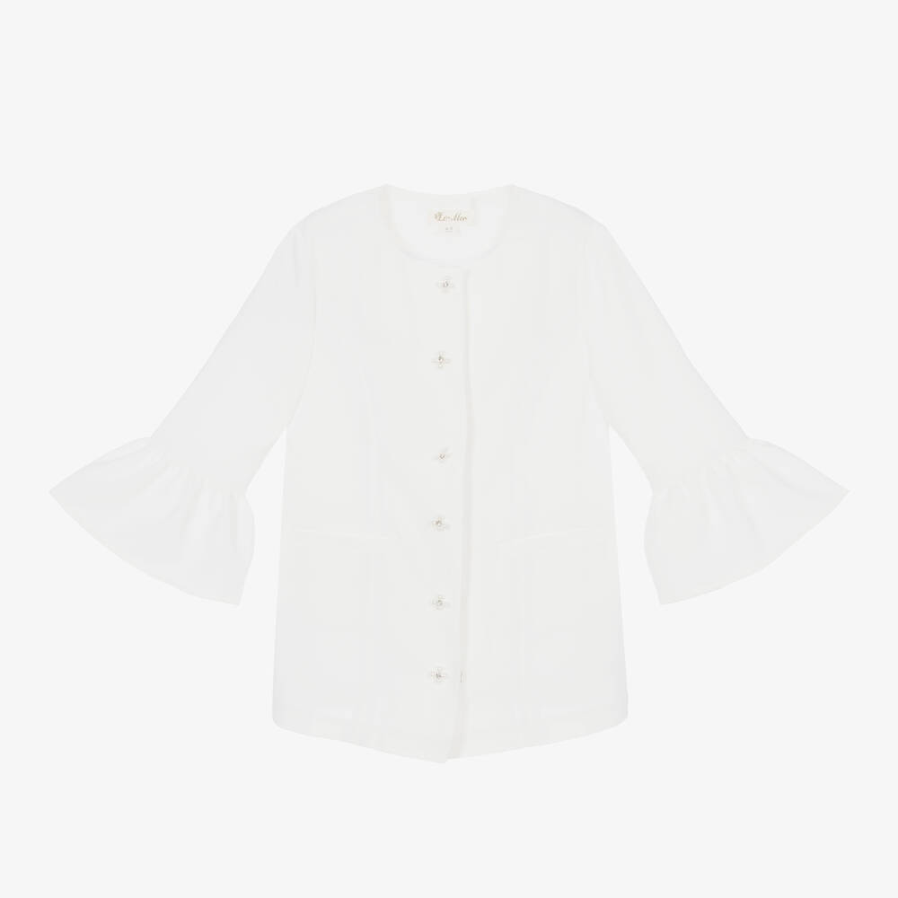 Le Mu - Girls Ivory Crêpe Coat | Childrensalon