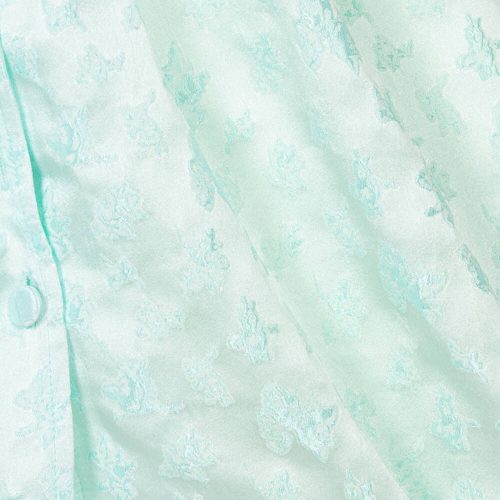 Le Mu-Girls Mint Green Satin Jacquard Dress | Childrensalon Outlet