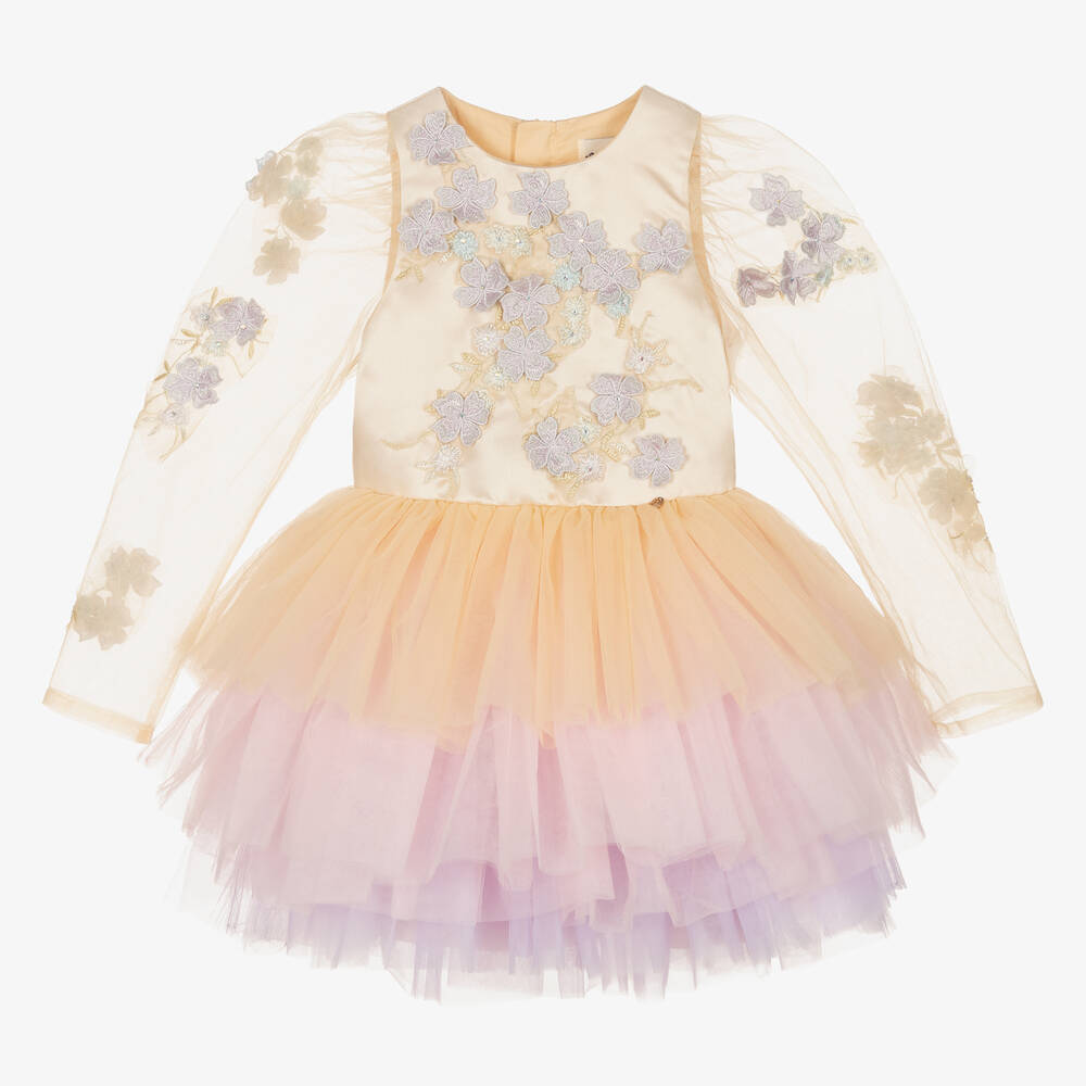 Le Mu - Robe pastel à fleurs en tulle Fille | Childrensalon