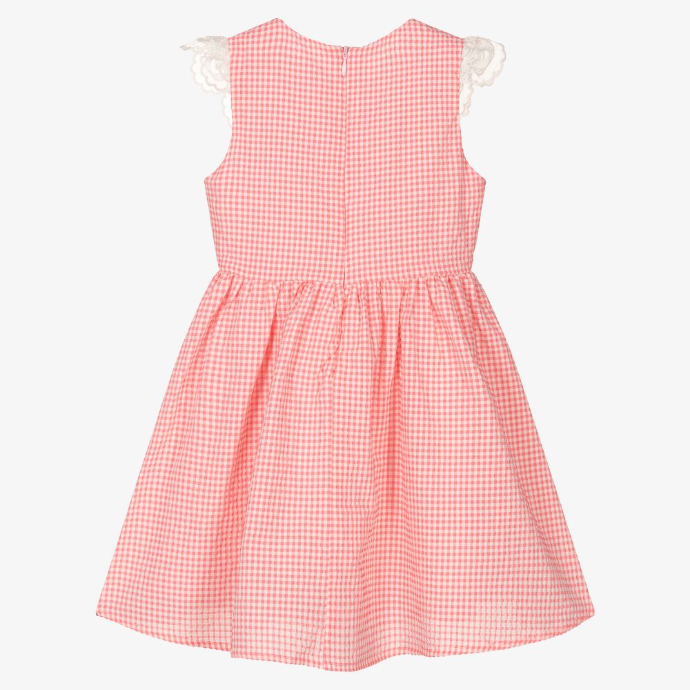 Le Mu-Girls Pink Check Dress | Childrensalon Outlet