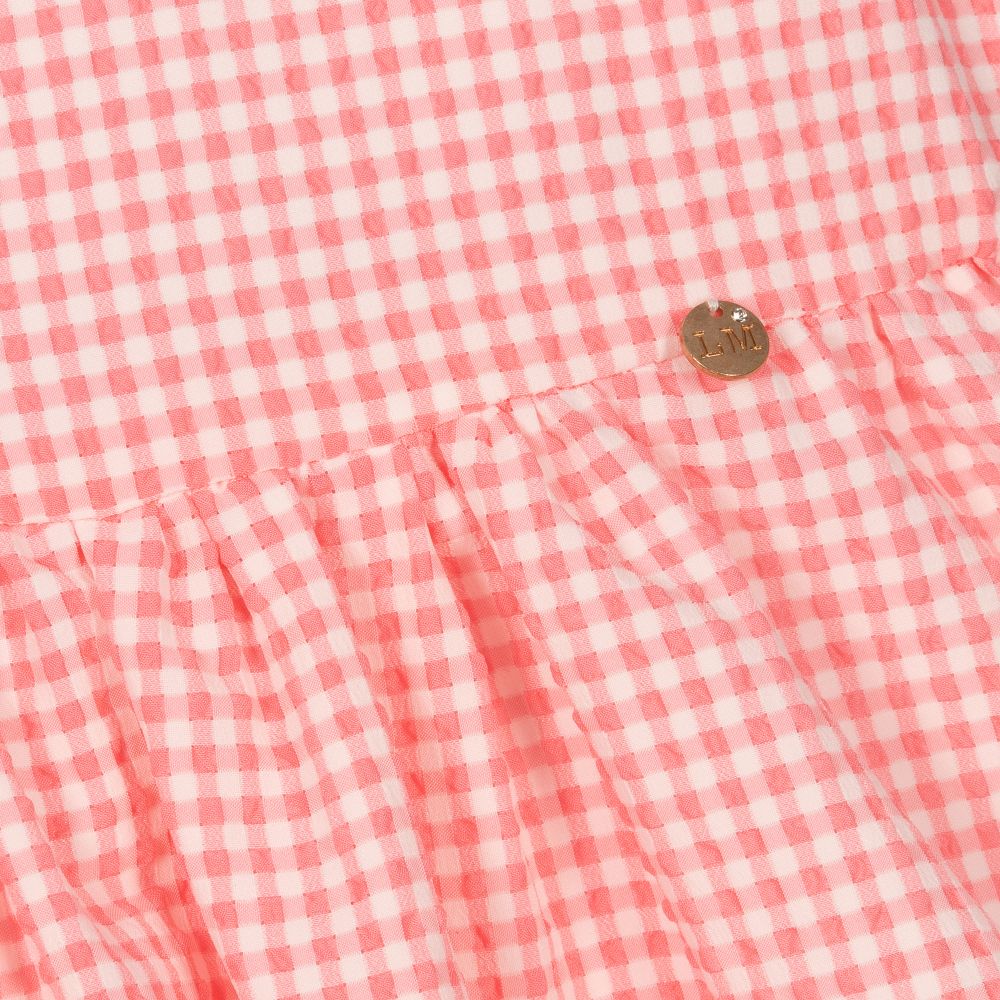 Le Mu-Girls Pink Check Dress | Childrensalon Outlet