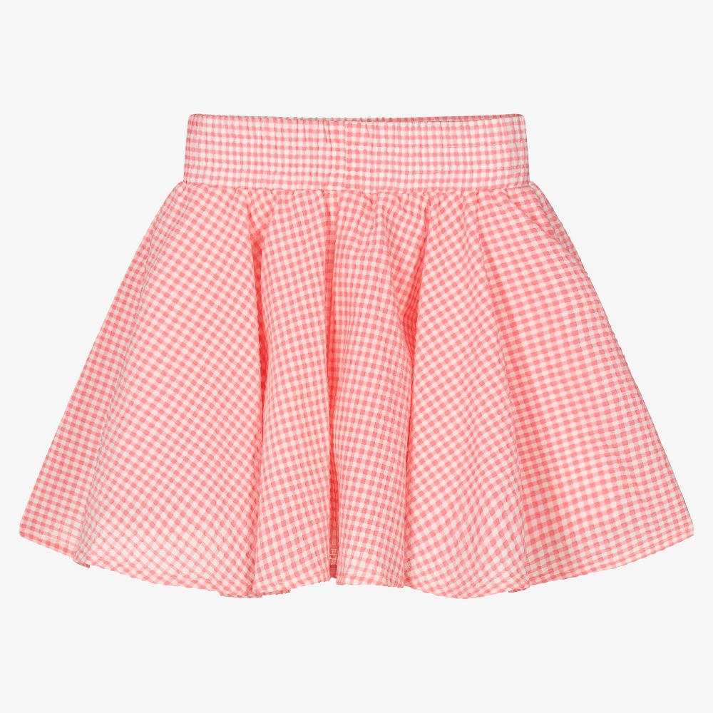 Le Mu-Girls Pink Check Skirt | Childrensalon Outlet